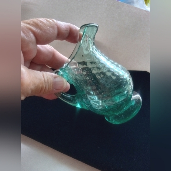 Vintage Studio Art Glass Pitcher Miniature Blown Glass 4" Tall 3.75" At Widest - Picture 5 of 9